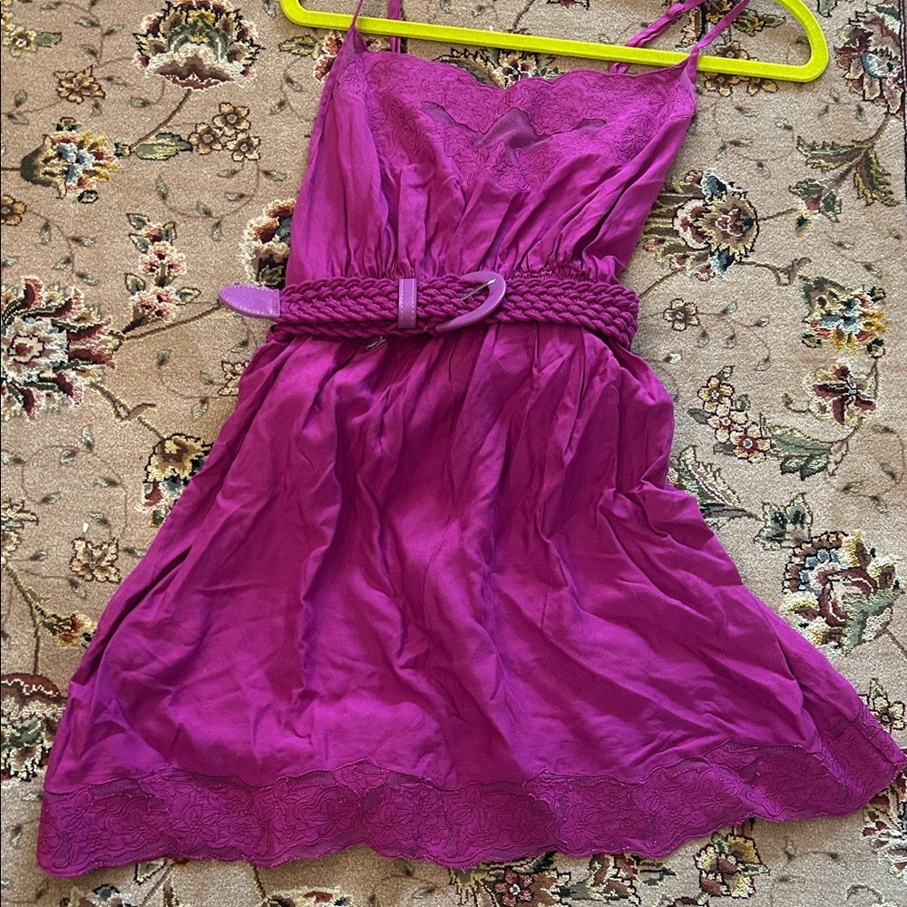 BCBG Max Aztia Purple and Lace Trimmed Dress-L